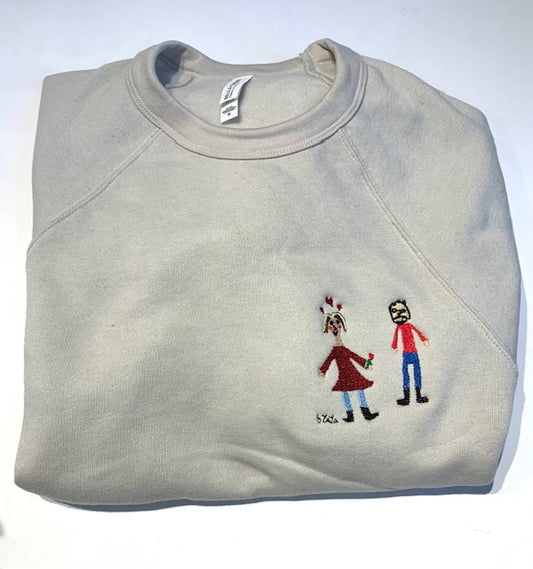 Personalized Kids Art Embroidery on Crewneck Sweatshirt Gift