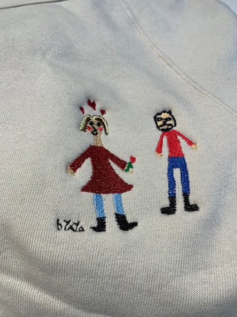 Personalized Kids Art Embroidery on Crewneck Sweatshirt Gift