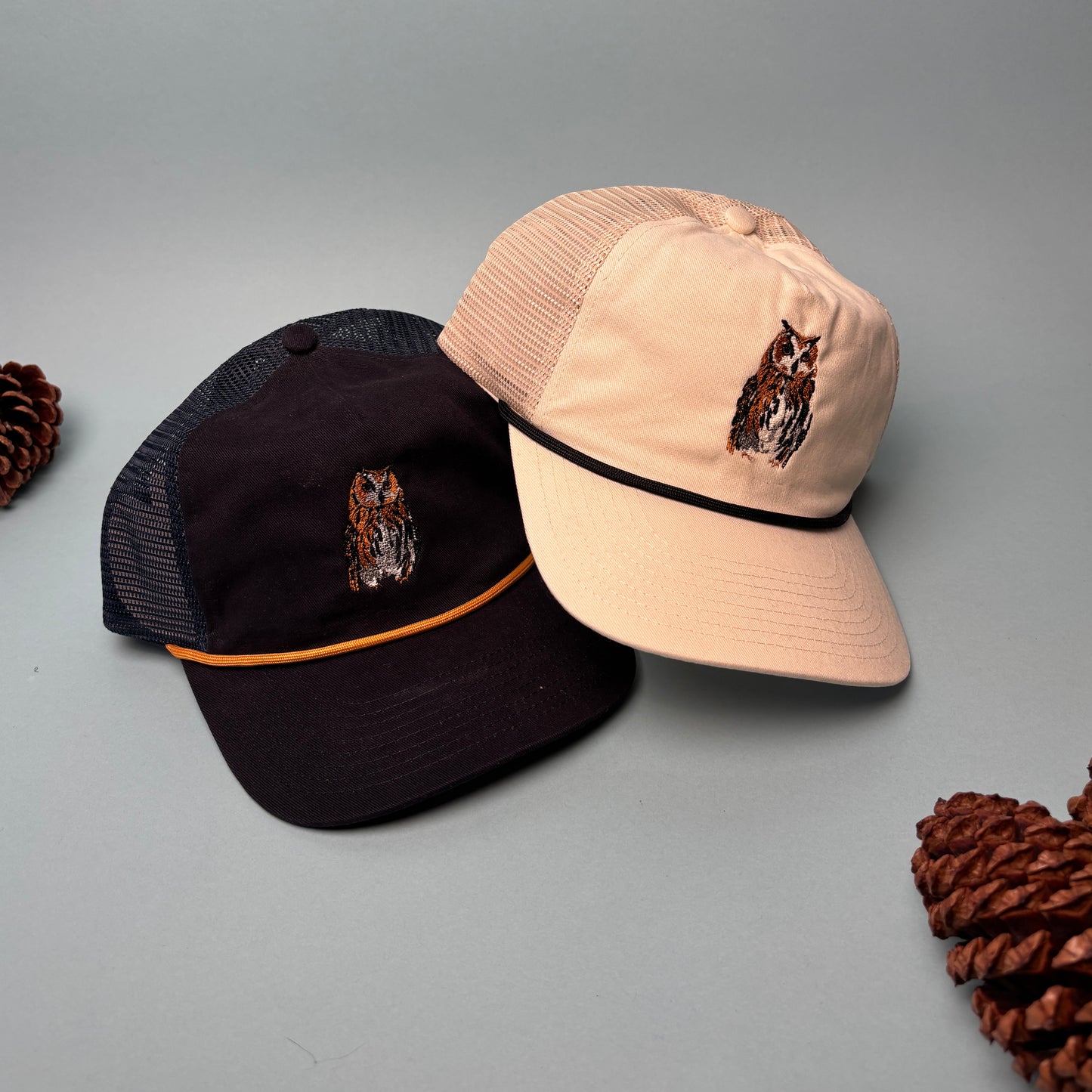 Embroidered Great Horned Owl Trucker Hat