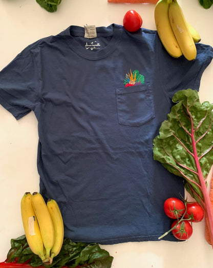 Farmers Market Embroidered Cotton Pocket Tee