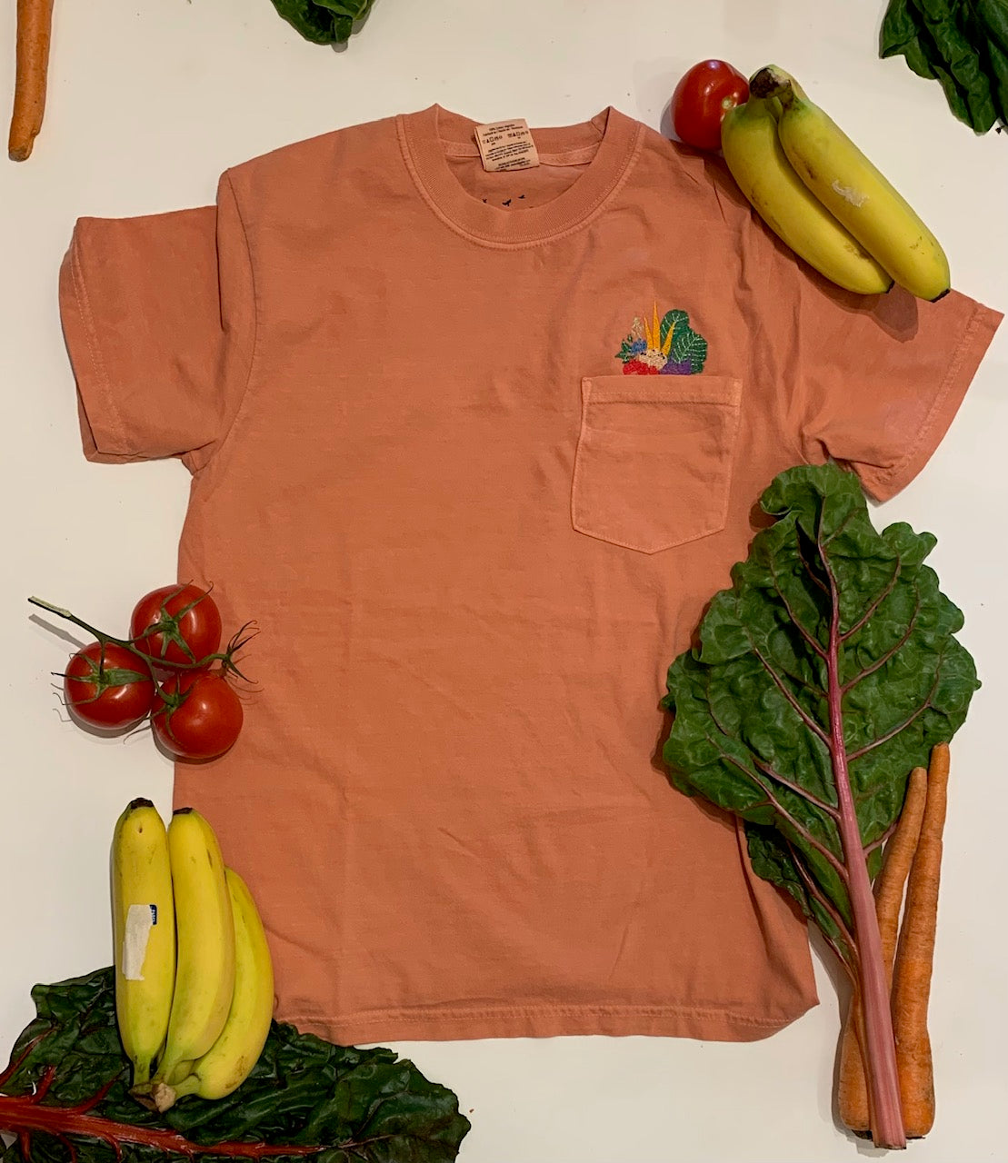 Embroidered Vegetable Farmers Market Pocket Tee