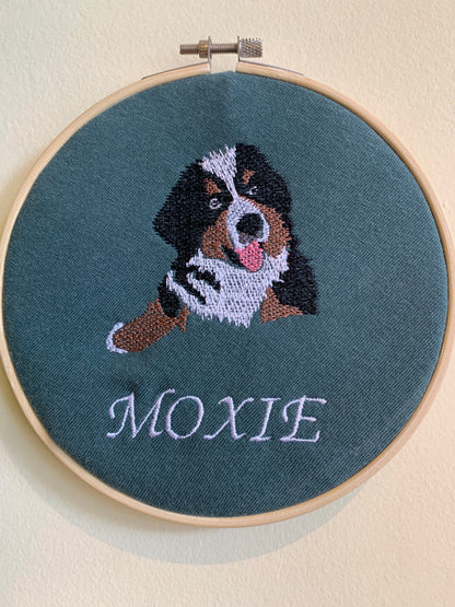 Custom Embroidered Pet Portrait Wall Hanging Hoops