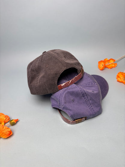 Embroidered California Poppy Dad Hat with Leather Strap