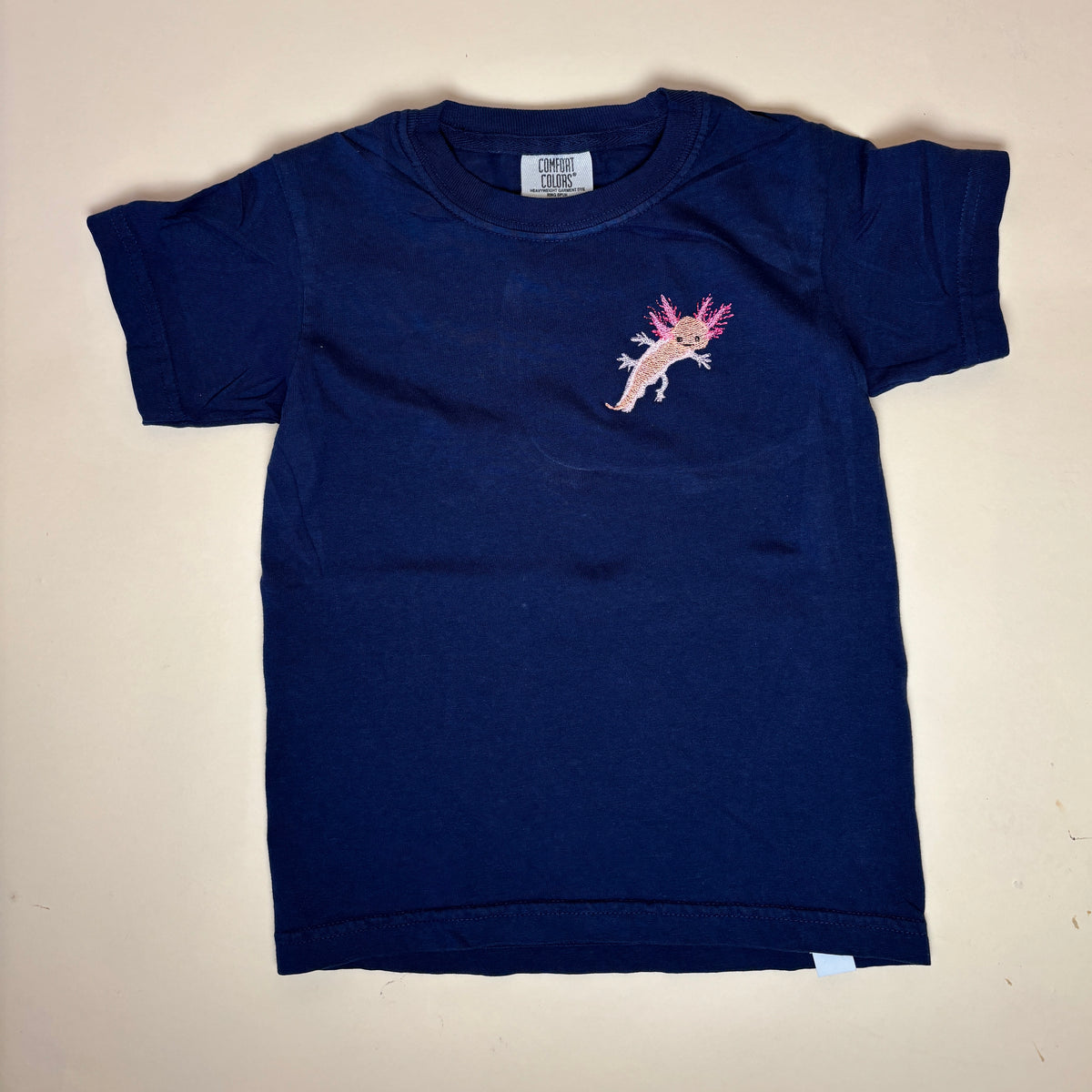 Embroidered Axolotl Kids Shirt, 100% Cotton Youth Tee