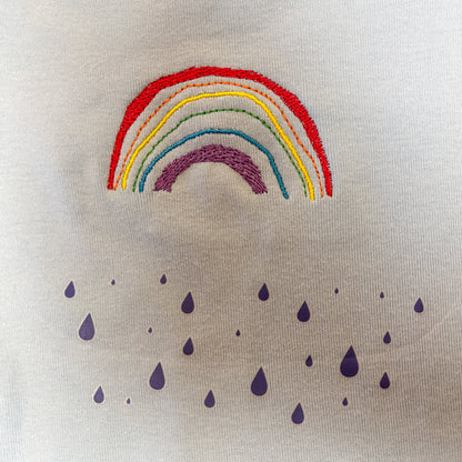 Baby Organic Cotton Embroidered Rainbow Long Sleeve Onesie – Made in the USA