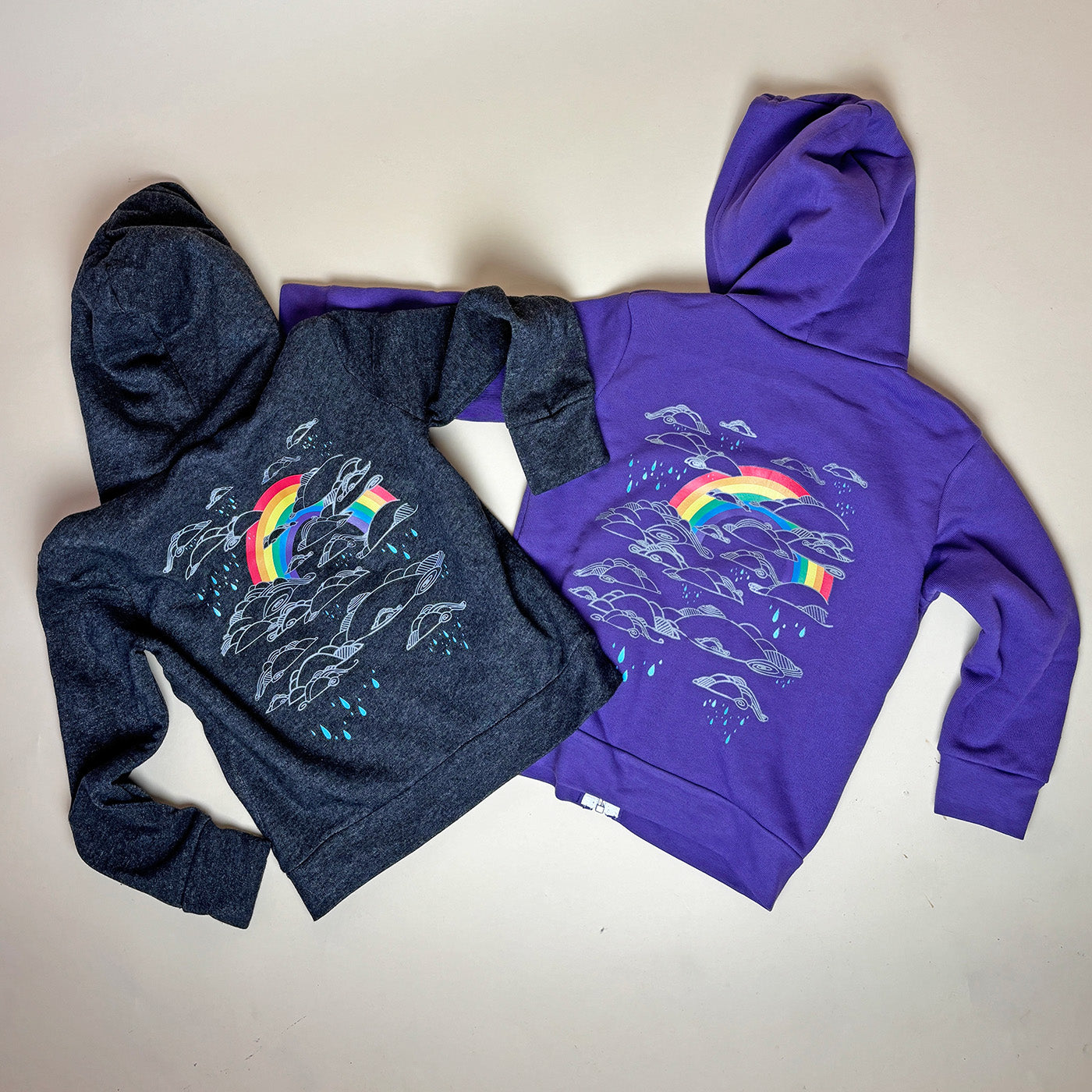 Kids Fleece Rainbow Zip Hoodie – Bright & Bold Rainbow Stripes – Toddler to Big Kids