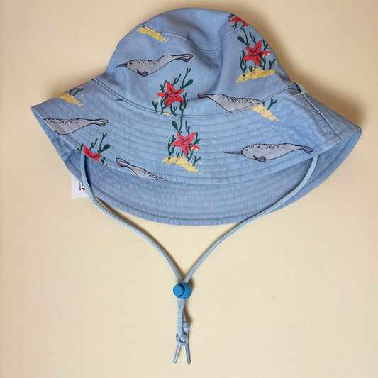 Baby Reversible Blue Narwhal Bucket Hat