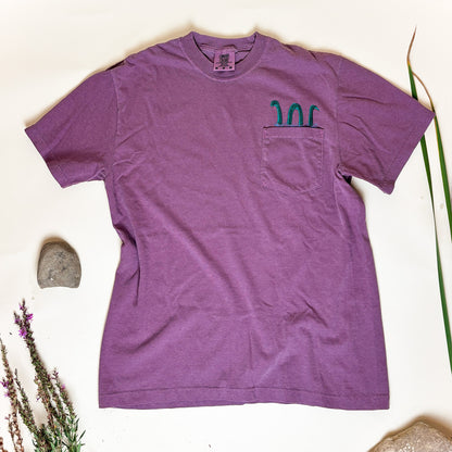 Loch Ness Monster Embroidered Pocket Tee | Unisex 100% Cotton T-Shirt