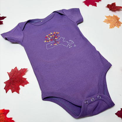Maple Tree Onesie | Hand-Embroidered Organic Cotton Baby Onesie | Made in Northampton, MA