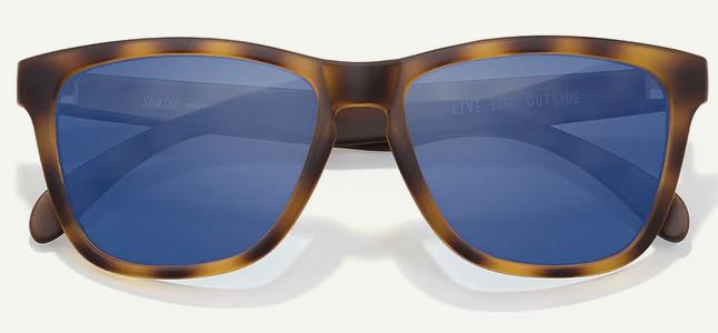 tortoiseshell patterned rectangular frames with medium blue lenses
