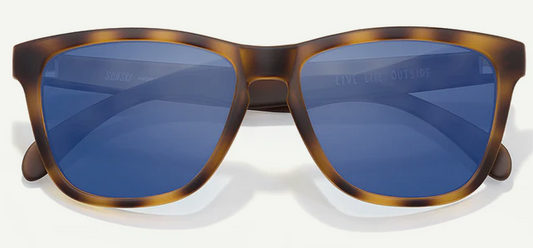 tortoiseshell patterned rectangular frames with medium blue lenses