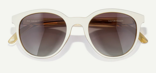 white round frames with deep purple-black lenses