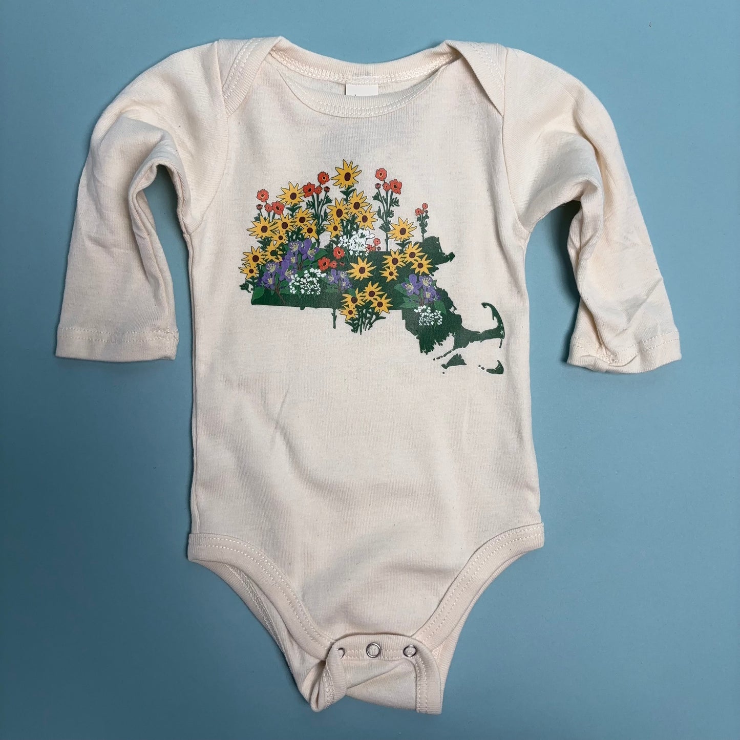 Massachusetts Flowers Long Sleeve - Organic Cotton Onesie