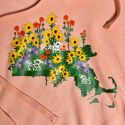 Massachusetts State Wildflower Ladies' Cropped Fleece Hoodie