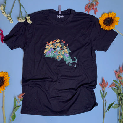 Unisex Tee Featuring Massachusetts State Wildflower Design