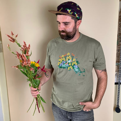 Unisex Tee Featuring Massachusetts State Wildflower Design