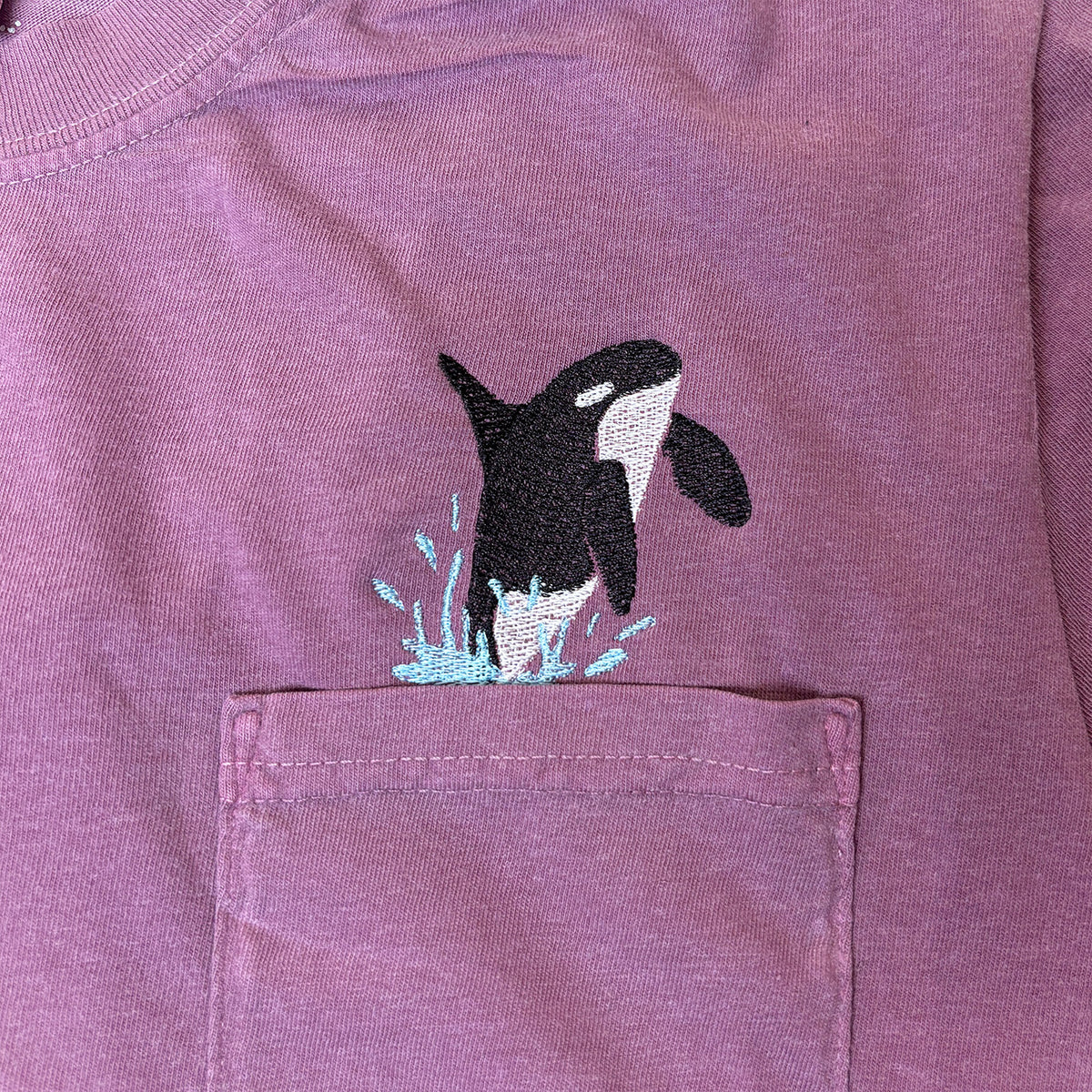 Embroidered Orca Cotton Pocket Tee