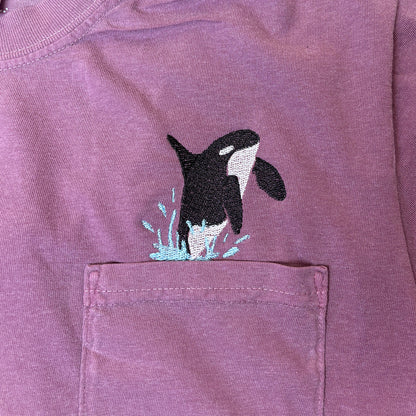 Embroidered Orca Cotton Pocket Tee