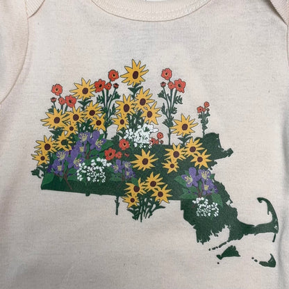 Massachusetts Flowers Long Sleeve - Organic Cotton Onesie