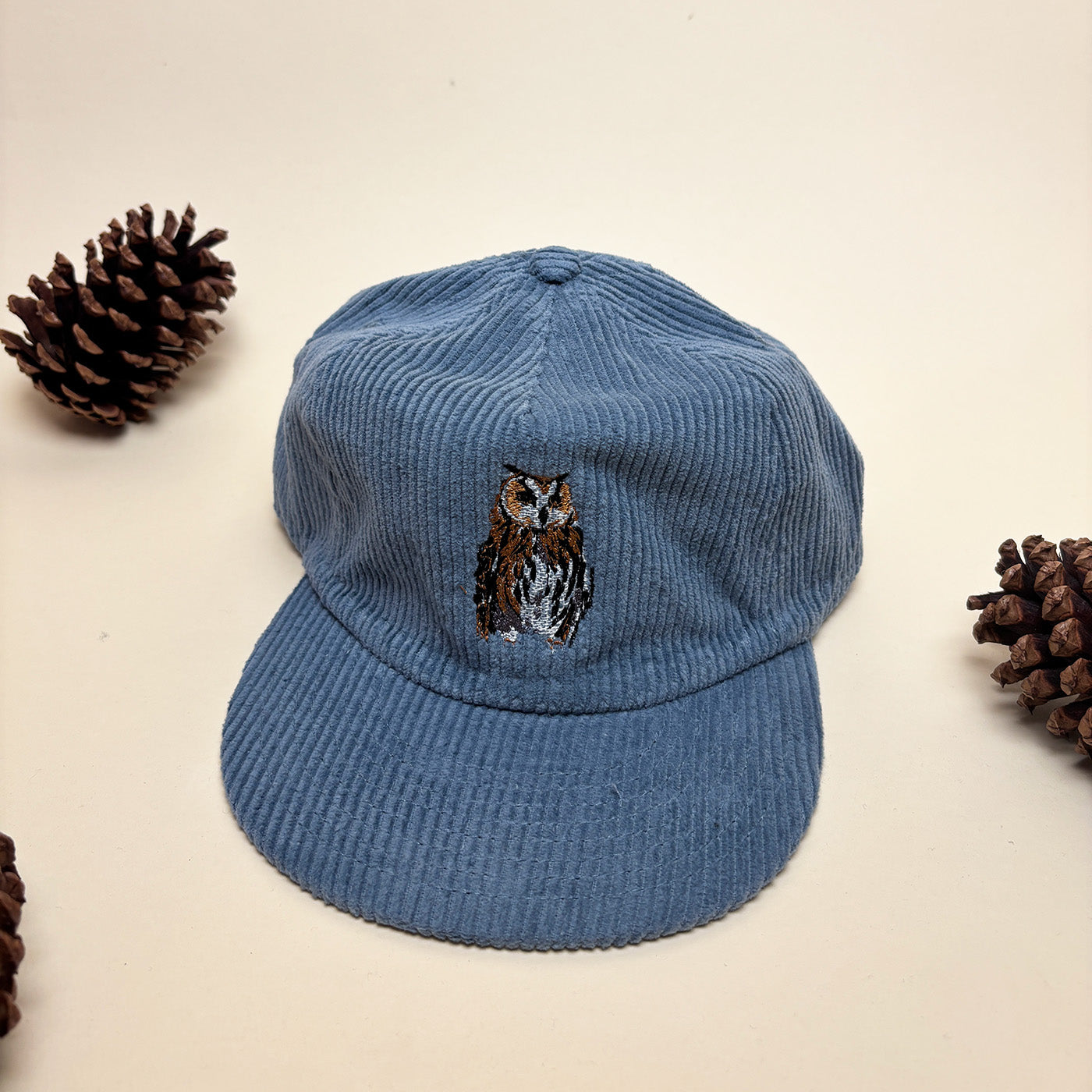 Embroidered Great Horned Owl Corduroy Hat