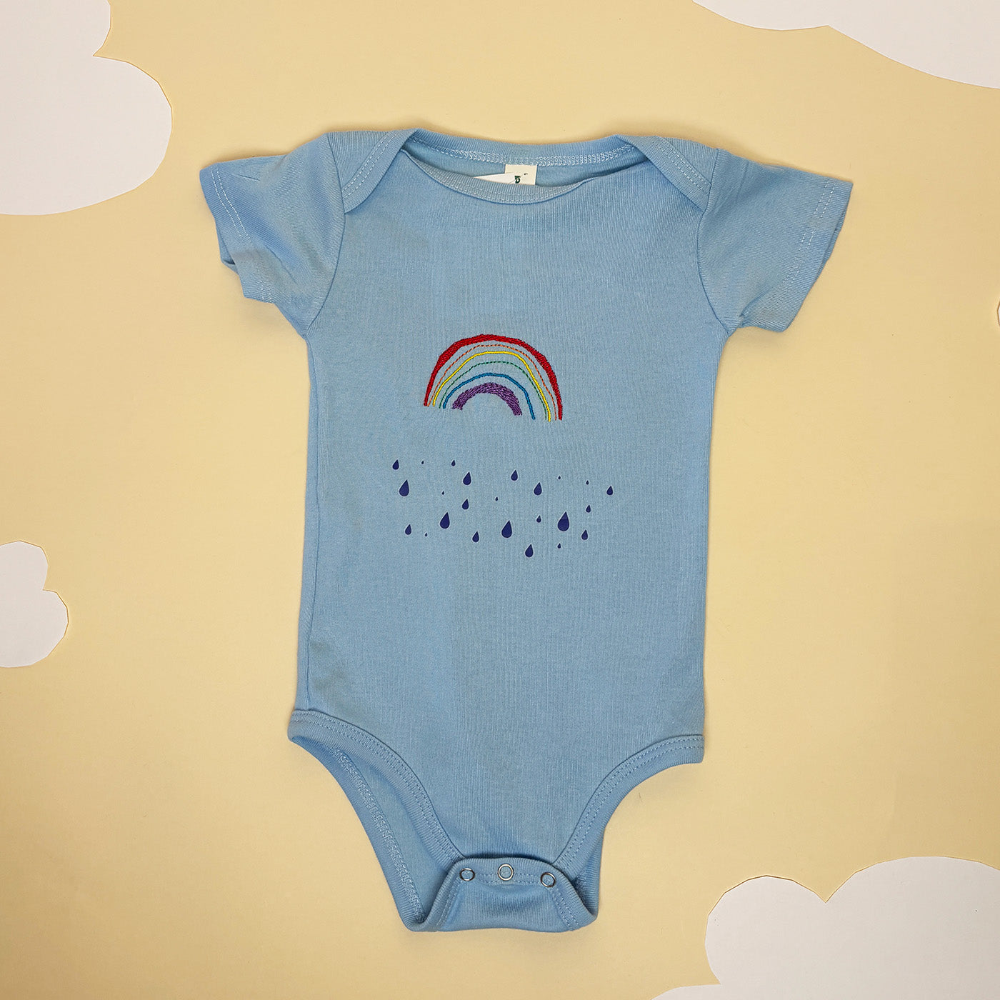 Baby Organic Cotton Embroidered Rainbow Short Sleeve Onesie – Made in the USA