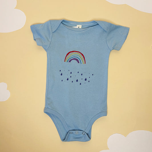 Baby Organic Cotton Embroidered Rainbow Short Sleeve Onesie – Made in the USA