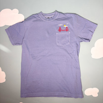 Embroidered San Francisco Golden Gate Bridge Unisex Pocket Tee