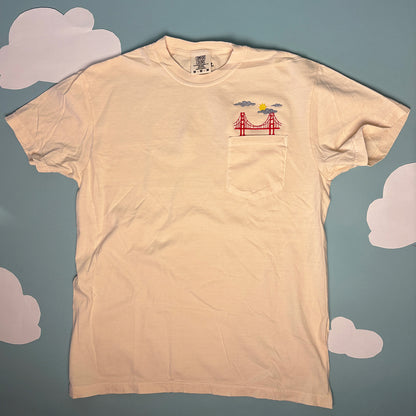 Embroidered San Francisco Golden Gate Bridge Unisex Pocket Tee