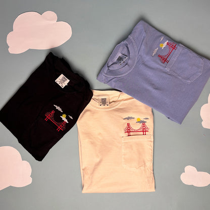 Embroidered San Francisco Golden Gate Bridge Unisex Pocket Tee