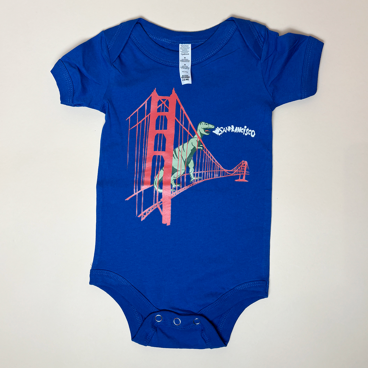 Infant Blue San Francisco Dinosaur Bodysuit - Golden Gate Bridge Onesie