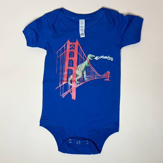 Infant Blue San Francisco Dinosaur Bodysuit - Golden Gate Bridge Onesie