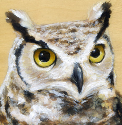 Bird Art on Wood – Great Horned Owl