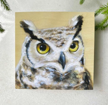 Bird Art on Wood – Great Horned Owl