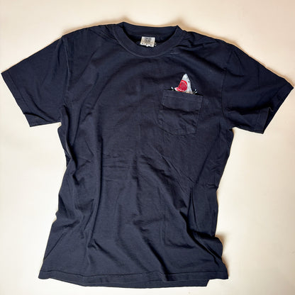 Embroidered Shark Pocket Tee - Unisex Cotton Comfort Colors