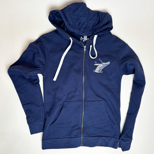 Embroidered Humpback Whale Zip Hoodie – Original Ocean-Inspired Design