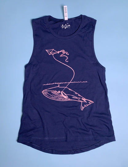 Whale Flying a Kite- Whale Watchers Gift- Whale Womens Tank Top