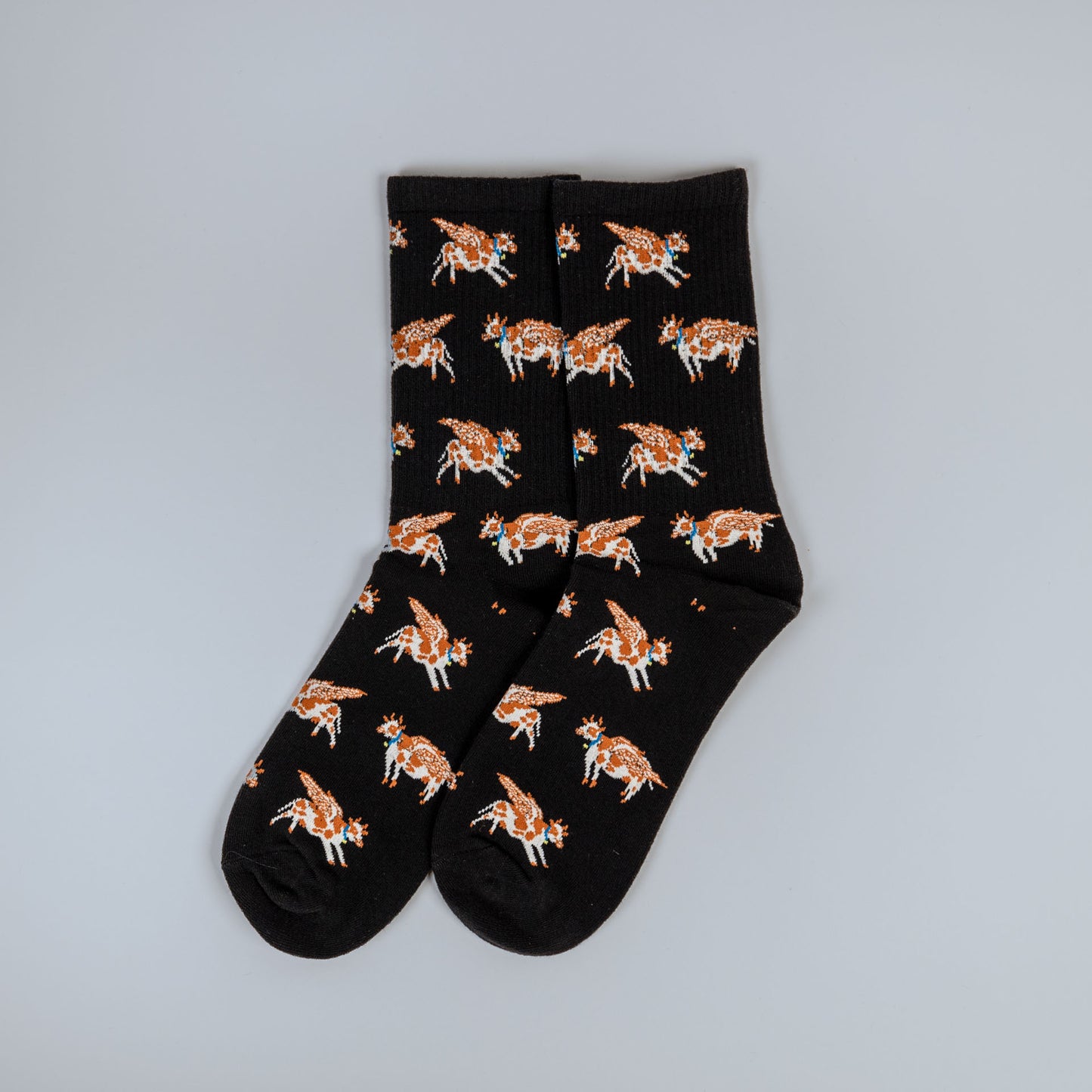 Flying Brown Cow Cotton Socks women One Size