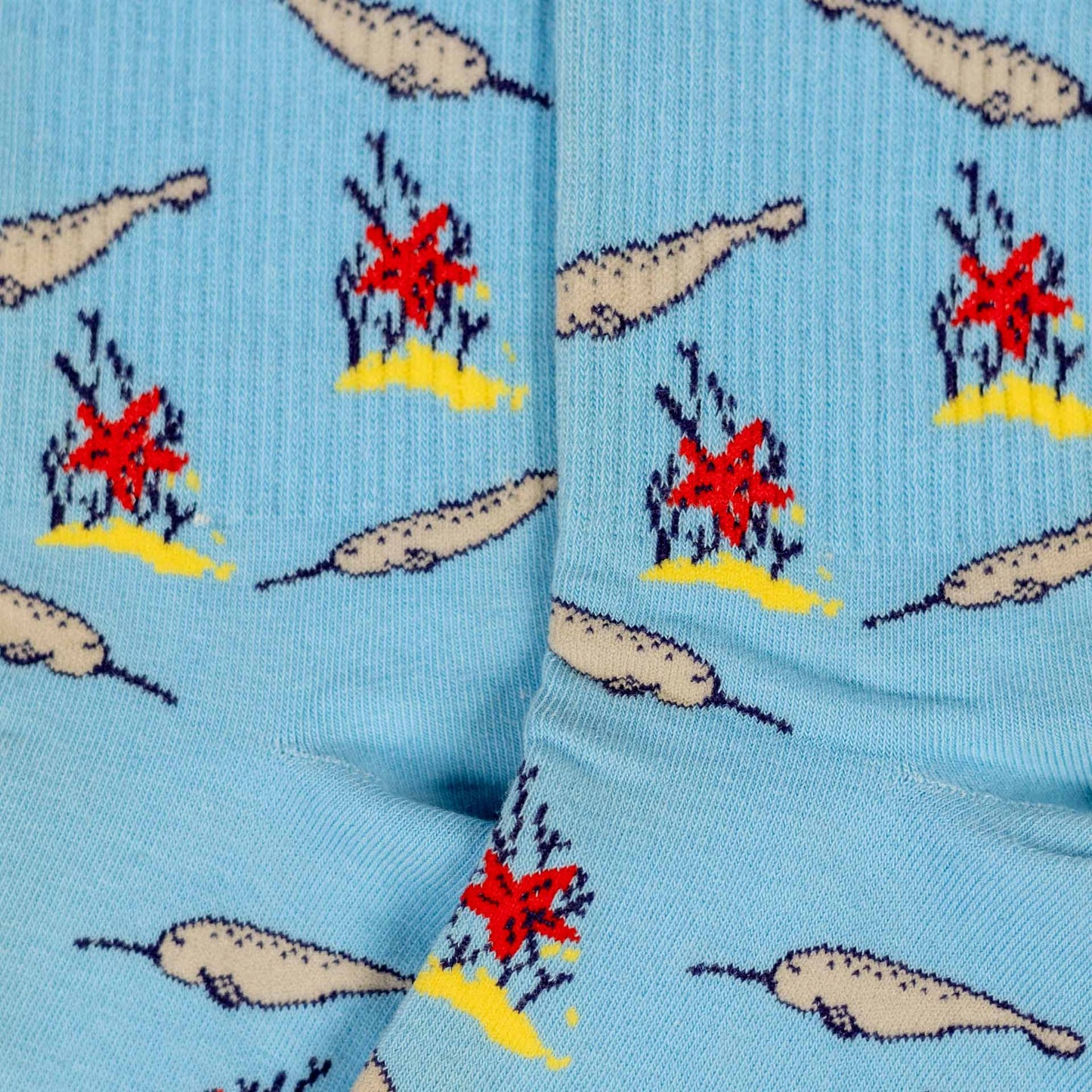 Narwhal-Themed Fun Print Blue Cotton Socks for Women