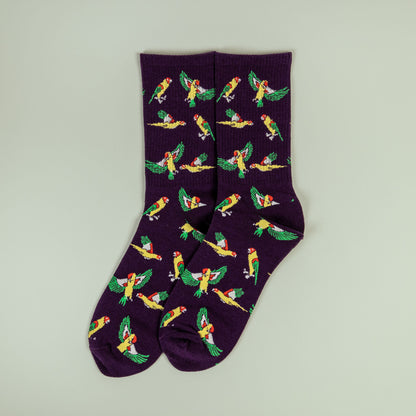 Mens Cotton Purple Parrot Socks