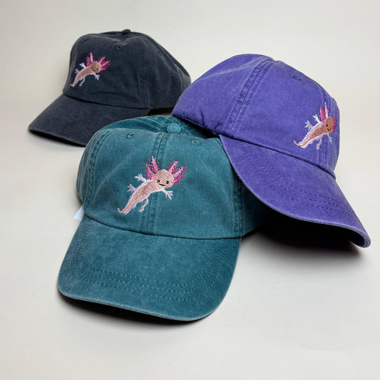 Embroidered Axolotl Dad Hat
