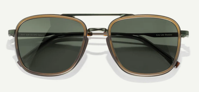 aviator style brown frames with dark grey lenses