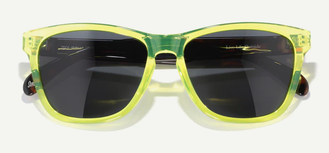 neon green clear classic square sunglasses frame with black lenses