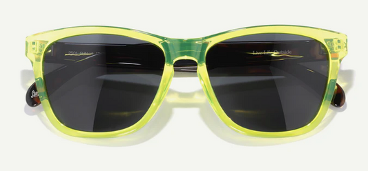 neon green clear classic square sunglasses frame with black lenses