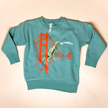 San Francisco Golden Gate Dinosaur Kids Crew Neck Sweatshirt