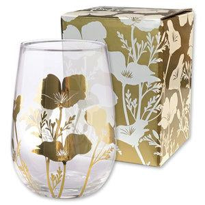 Metallic Gold Poppy Stemless Wine Glass