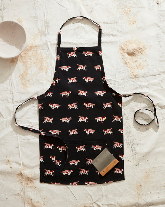 Whimsical Cow Print Cotton Canvas Farm Apron