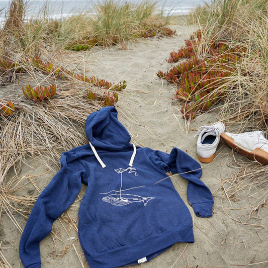 Unisex Navy Whale with Kite Ziphoody