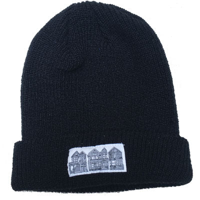 Black Victorian Houses Patch Beanie