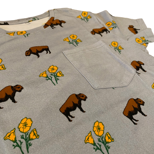 Unisex Buffalo Poppies Slate Grey Cotton Pocket Tee