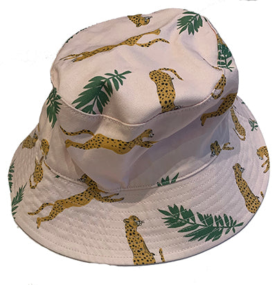 Kids Pink Reversible Cheetah Print Bucket Hat